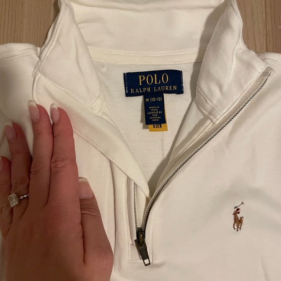 Polo Ralph Lauren Boys White Quarter-Zip Pullover - Picture 3 of 5